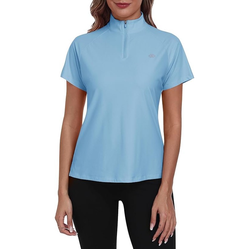 MoFiz UV Shirt Women's Short-Sleeved Rash Guard 1/4 Zip UPF