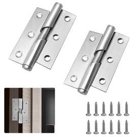 SPEACOUR Stainless Steel Ball Bearing Door Hinges Left Handed Furniture Door Hinge, Small Hinges with Screws for All Left Opening Doors (76x52mm)