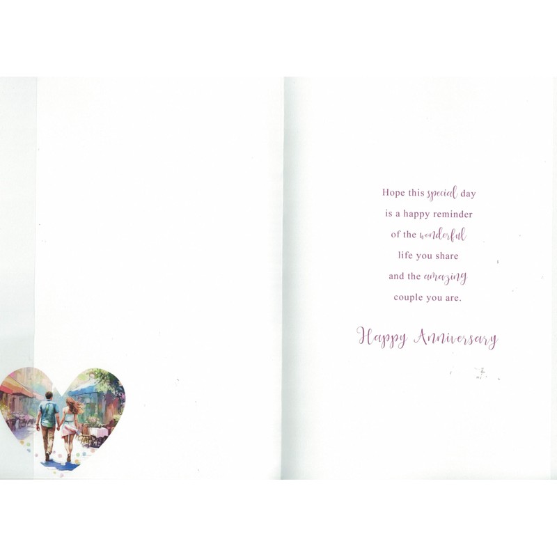 Anniversary Card for Granddaughter and Husband, Romantic Watercolour Design, 23