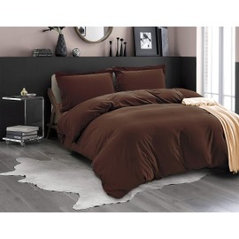 Elegant Comfort Luxury 2-Piece Duvet Cover Set - 1500 Premium Hotel Quality Microfiber Hotel Collection - Comforter Cover with Button Closure and 1 Pillow Sham, Twin/Twin XL, Chocolate Brown