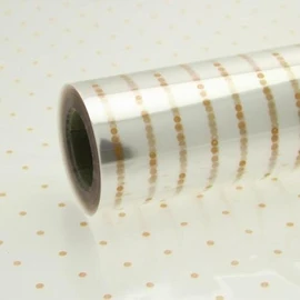 80cm Clear Coloured Polka Dot Dotted Florist Flower Cellophane Hamper Gift Wrap (2 Metre, Clear With Gold Dots)