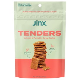 Jinx Tenders Salmon Jerky Dog Treats, All-Natural Ingredients, Soft and Chewy, Low-Calorie, Slow-Smoked Salmon & Pumpkin, No Fillers, 5oz