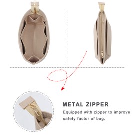 Soyizom Felt Handbag Organiser Purse Organiser Felt Insert Bag Organisers Multi Pockets Tote Bag Bag in Bag for Women, Beige-L