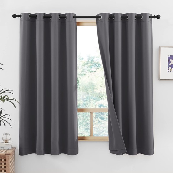 NICETOWN 100% Blackout Curtains with Same Color Liners, Thermal Insulated