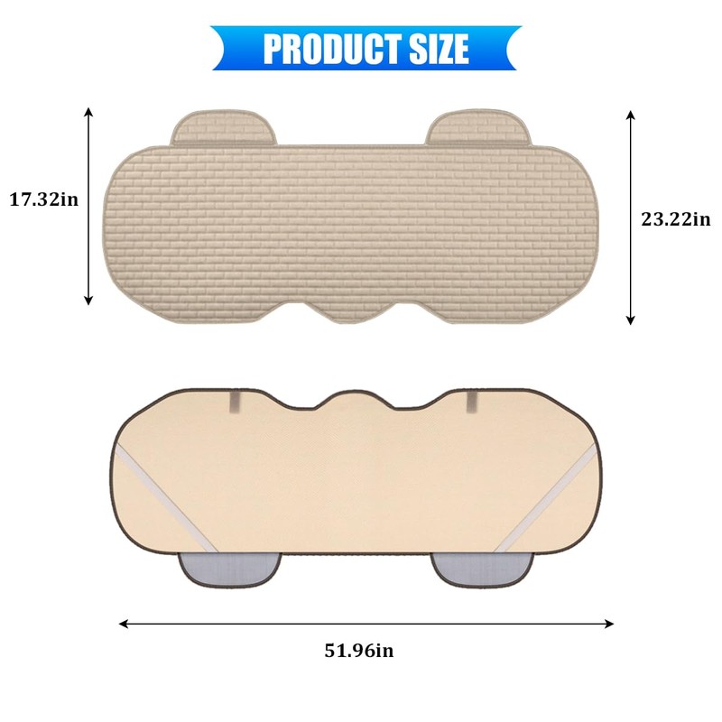 51.97 x 19.29 Inch Linen Rear Bench Seat Protector, Beige