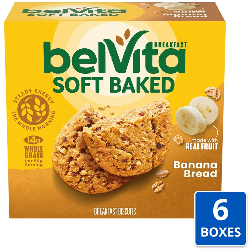 belVita Soft Baked Breakfast Bars, Banana Bread, 6 Boxes of