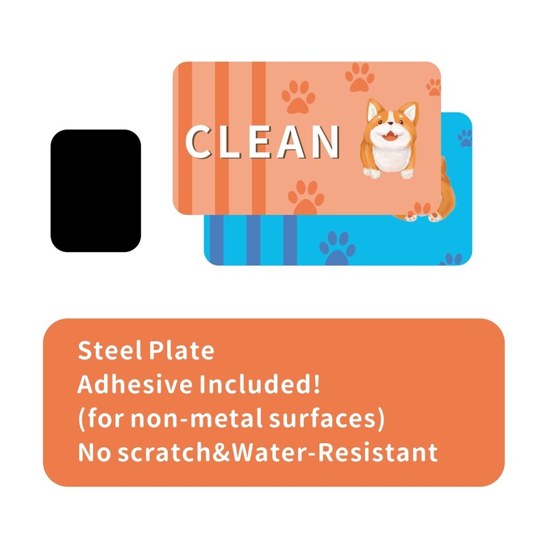 2Pcs Dishwasher Magnet Funny Corgi Dog Butt Clean Dirty Sign