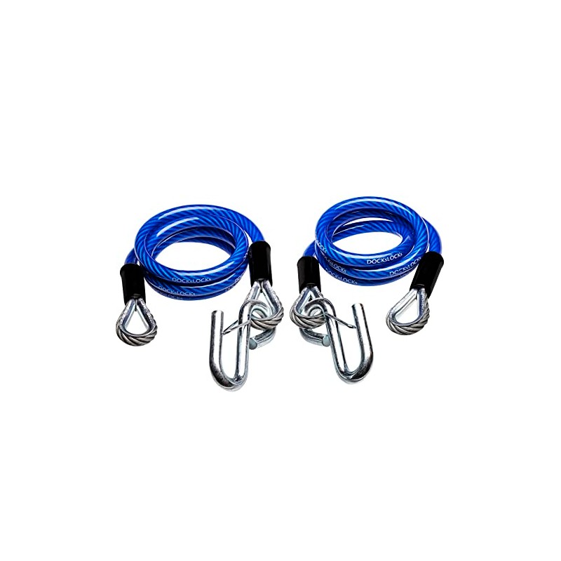 DocksLocks Trailer Safety Towing Cables, Self Coiling Weatherproof Vinyl Coated