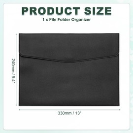 PATIKIL PU Leather A4 File Folder, Document Holder Filing Organizer Portfolio Envelope Folder Case with Snap Closure for Letter Receipt Style 2, Black