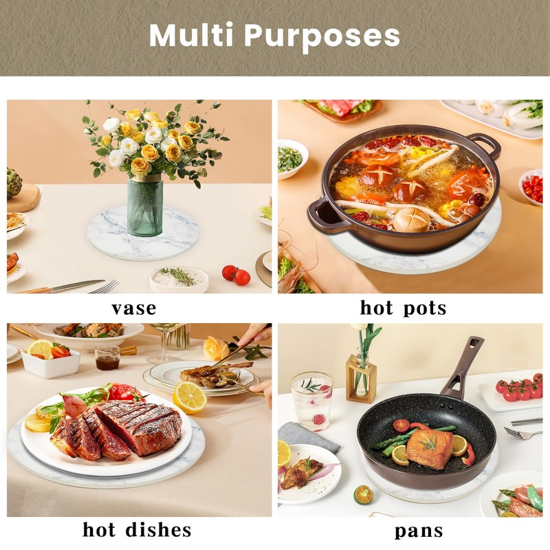 Ceramic 8" Trivets - Marble Style Heat Resistant Hot Pads,