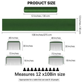 Sunfiy 12 Pack Satin Table Runner 12 x 108 Inch Forest Green Long Table Cloth Satin Table Runners for Wedding Banquet Graduations Birthday Party Decoration