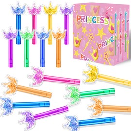 24PCS Glitter Crown Bubble Wands Toys for Kids, Princess Birthday Party Favors Supplies Decorations, Classroom Prizes, Pinata Fillers, Goodie Bag Stuffers Gifts