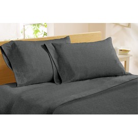 Dormisette Luxury German Flannel Sheets & Pillowcases Set, 4 Piece (Charcoal Grey, Queen)