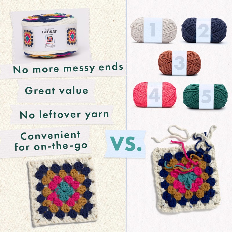 Bernat Blanket Granny Square Throwback Yarn - 2 Pack of