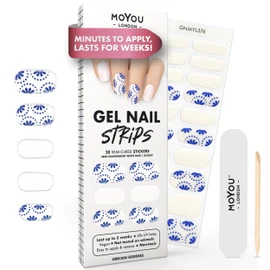 MOYOU LONDON Semi Cured Gel Nail Strips - Pack of 20 Salon Quality Gel Nail Wraps - Works with Any UV Nail Lamp - Easy to Apply - Grecian Goddess