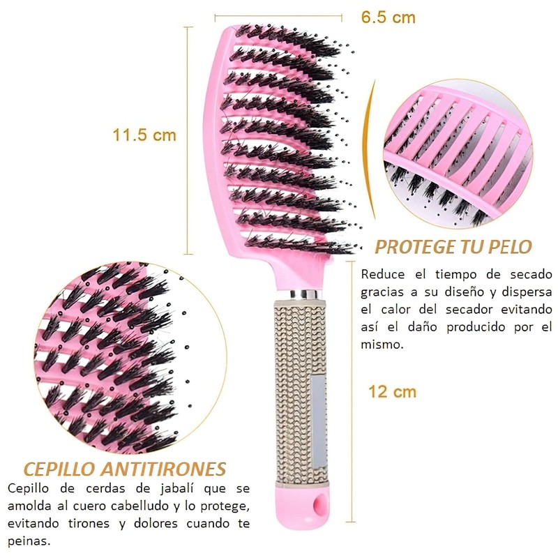 Hair Brush + 5 Scrunchies - Anti Pull - Massage