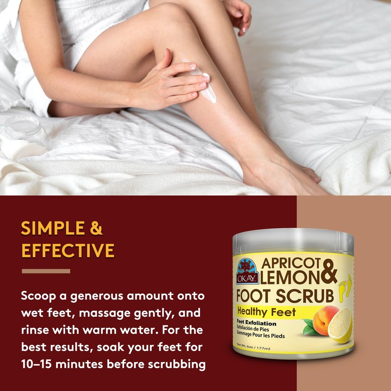 OKAY Apricot & Lemon Foot Scrub, 6 Ounce