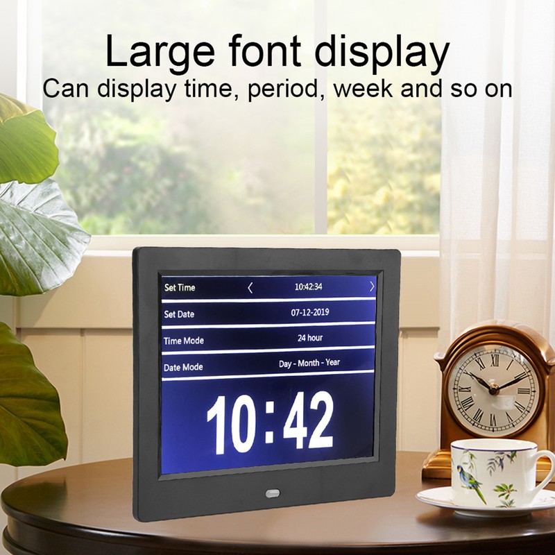 XCLT-808 8 Inch Desktop Electronic Clock Calendar Alarm Digital Photo