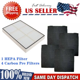 Fit Whirlpool HEPA Filter + 4 Carbon Pre-Filters for Whirlpool Whispure 1183054K 8171434K