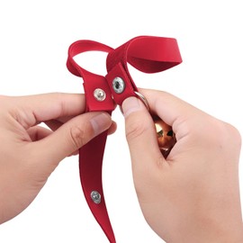 CATHYLIFE Leather Dog Doorbells for Door Knob/Potty Training/Go Outside, Length Adjustment Copper Dog Bell, Housetraining Hanging Bell, Red Leather Golden Bells.