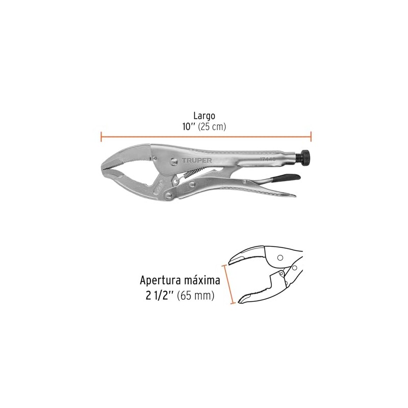 Truper PPT-10A, Pinza de presión 10", mordaza ancha
