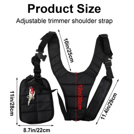 Adjustable Strimmer Harness, Comfortable and Breathable Padded Trimmer Double Shoulder Strap, Nylon Strimmer Lawn Mower Belt for Garden Trimmer, Lawn Mower, Brush Cutter - Black