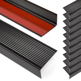 Heainaiyoo Black 36" Metal Stair Nosing, Aluminum Stair Edge Trim Non-Slip, Peel and Stick Edge Trim for Indoor Outdoors, Size 36in x 2 in x 1.2 in (10 Pack)