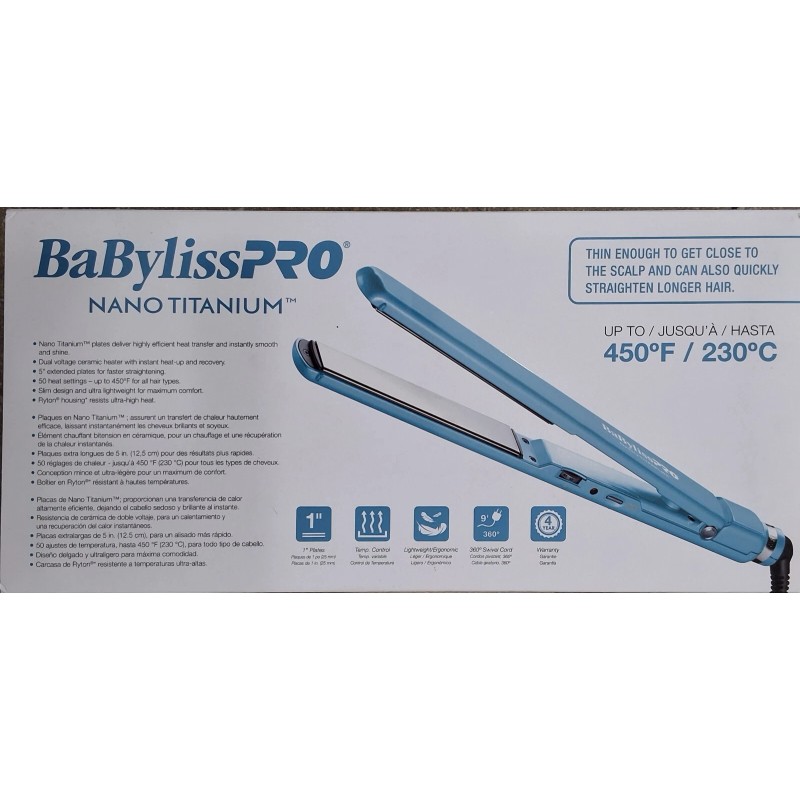 Ultra BaBylissPRO Nano Titanium-Plated Ultra-Thin Straightening Iron - 1" -