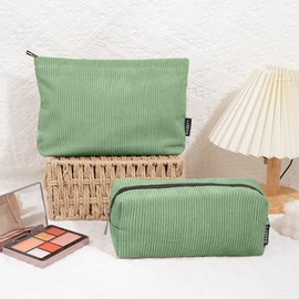 MAGEFY 2 pcs Bolsa de Cosméticos de Pana Estética Bolsa de Maquillaje Cosmetiquera para Maquillaje Neceser Mujer Portátil Cosméticos para Viajar Bolsa