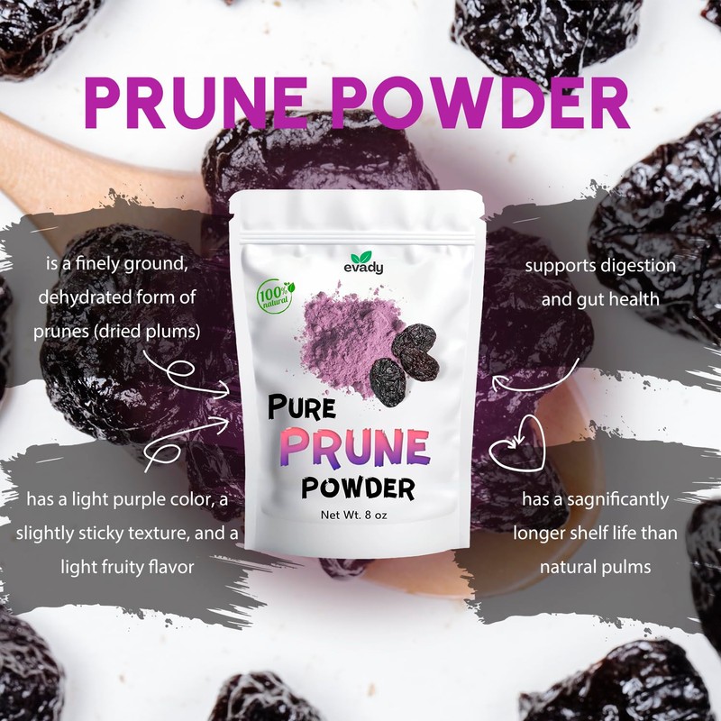 Prune Powder 8 oz, Natural Powder for Beverages, Cooking
