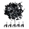 100 x 8mm Black Round K-Type Cable Clips with Nail