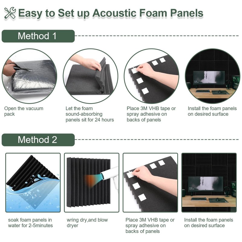 Dmsky 50 Pack Acoustic Foam Panels,2"X 12" X 12"Sound Proof