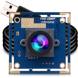 ELP 1080P USB Camera High Speed Wide Angle Fisheye Webcam 2 Megapixels Ultra Small Web Cam Module 60fps 100fps Webcam Module 170 Degree Fisheye Lens Webcam Bolad OV2710 USB2.0 Embedded Camera