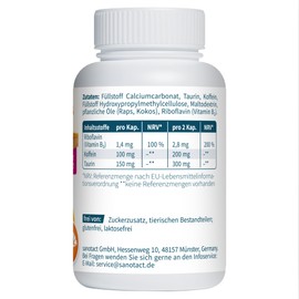 sanotact EnergieKick Tin (90 Capsules) • Energy Capsules as Energy Booster • Caffeine Tablets with Taurine & Vitamin B2 • Awakening for Fatigue & for More Energy • 100% Vegan