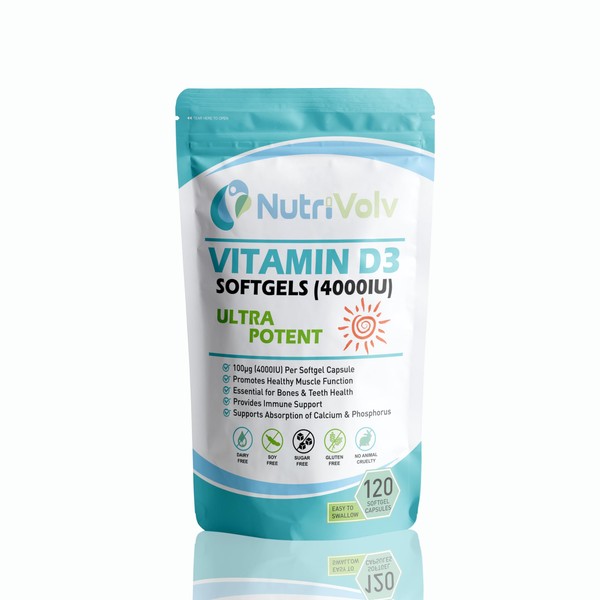 Vitamin D3 4000IU | 120 Softgel Capsules | Easy to
