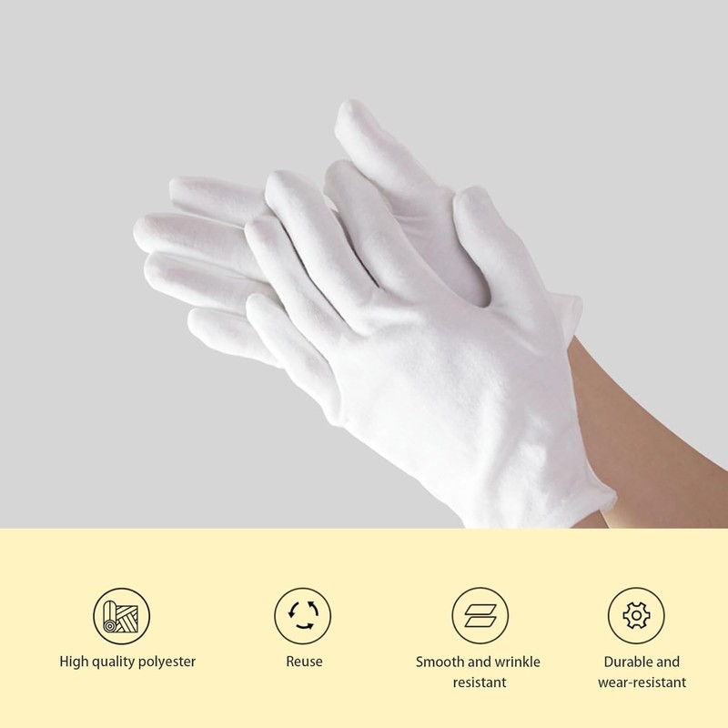 24 paia di guanti in cotone eczema, guanti bianchi lavabili