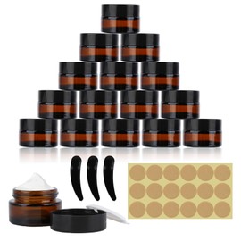 Pack of 15 Cream Jars for Filling 20 ml Amber Glass Empty Jar Cream Jar Refillable Container Ointment Jar Brown Glass Container with Lid Liner for Cosmetics Creams Lotions Essential Oils