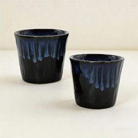seicasaya 3.5 oz Espresso Cups Set of 2 Ceramic Demitasse Cups with High Temperature Kiln Glaze for Macchiato and Cortado (Blue)