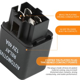 Ferianl 12V 40A Relay, Auto Replacement Parts 4 Pin Relay，Universal Car Vehicle Motor Fuse Motor Switch Power for Fog Driving Light Wire Wiring Harness YL-388-S (Black)