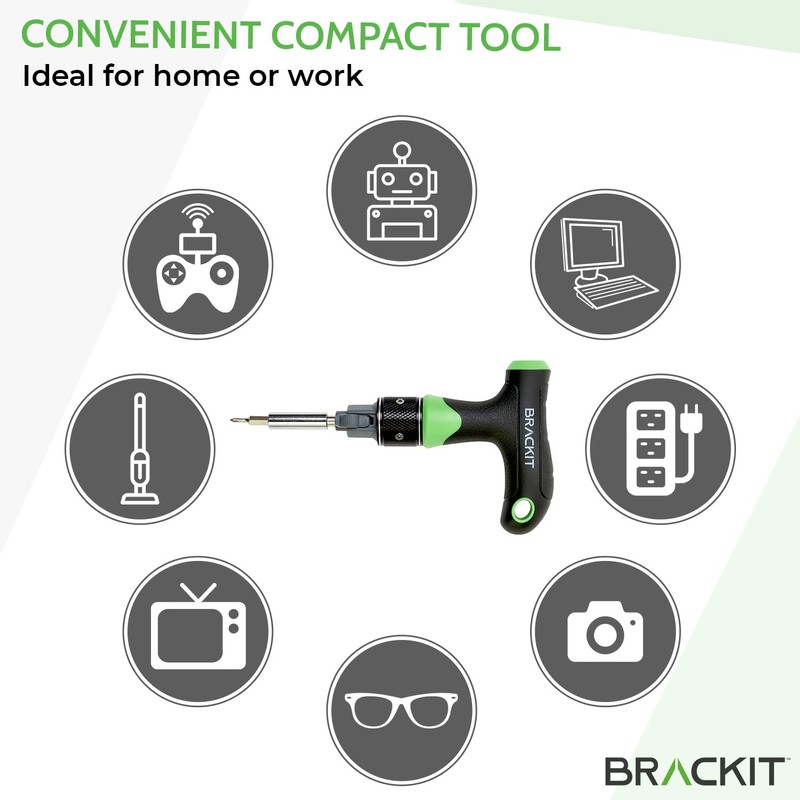 Brackit Dual Drive Ratchet T Handle Screwdriver and Bit Set