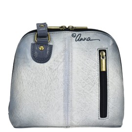 Anna by Anuschka Women Handbag, Hand Painted Leather Small Multi Compartment Zip-Around Organize-Paradise Found Grey, One Size