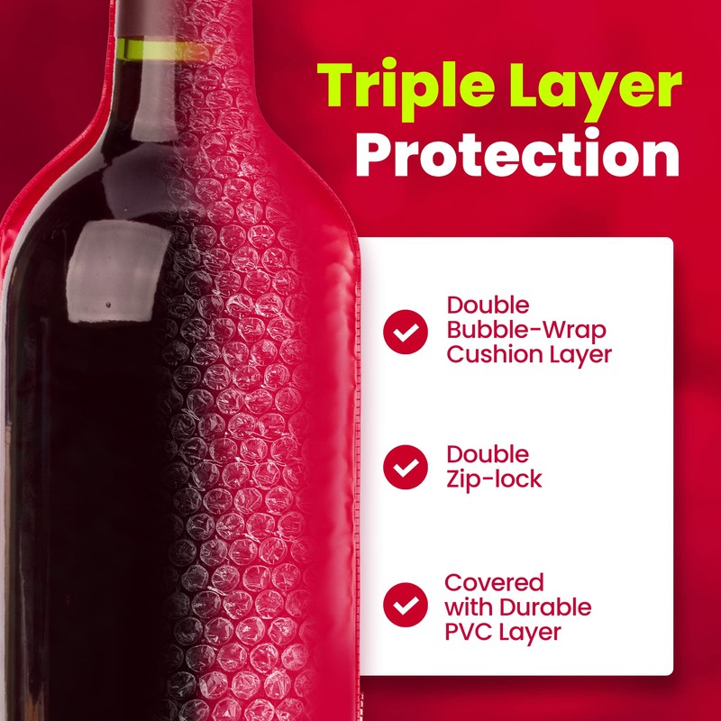 3 Pack Reusable Wine Protector Travel Bag by Bottle Shield