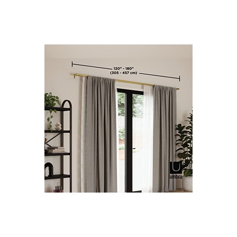 Umbra | Barra Doble para Cortinas Cappa, Dorado, Extensible 120-180