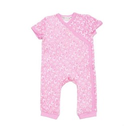 Organic Cotton Summer Short Sleeve Crossover Sleepsuit - Coral in Pink, 0-3 MTHS