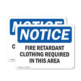 (2 Pack) Fire Retardant Clothing Required OSHA Notice Sign 14 Inch X 10 Inch Plastic Sign, Weather Resistant, UV Protected for Workplace, Business, and Construction Site, Made in the USA