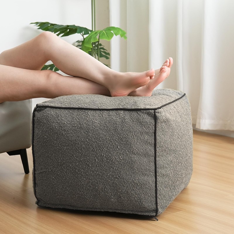 Pouf Ottoman Stuffed Modern Foam Filled Foot Rest Poufs for