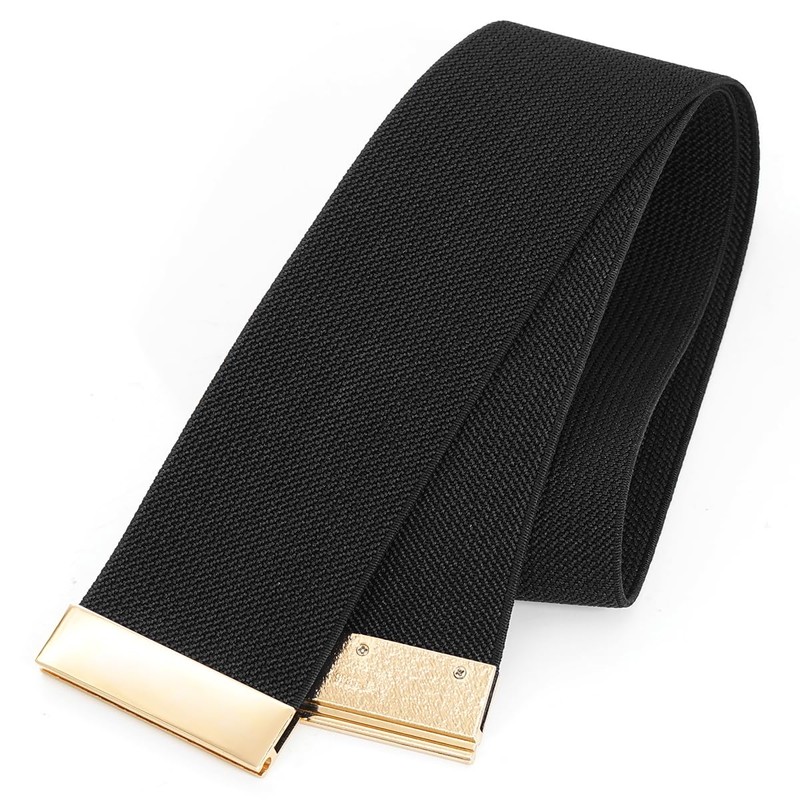 MESU Women's Elastic Belt Elastic Dress Wide Belt, black
