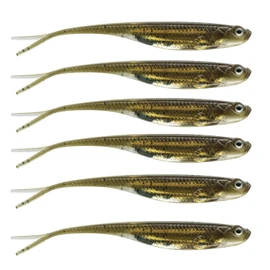 Señuelos de pesca blandos con cola de pádel para nadar, anzuelo de pececillo y señuelo de plástico suave para bajo, trucha, crappie, pesca 1/11 oz, 6 unidades (6 unidades de anzuelo de cola Fluke Color 05)