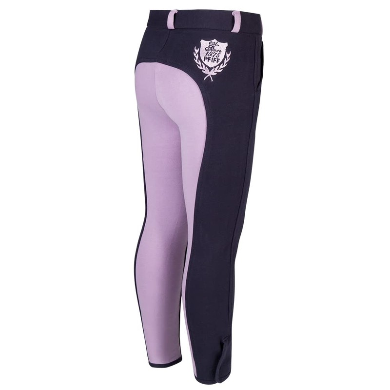 PFIFF Elisa - Pantaloni da Equitazione per Bambini, Blu (Blu/Lilla),