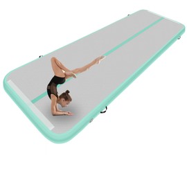 XHYCPY Inflatable Gymnastics Tumbling Track Air Mat 13ft 16ft 20ft Tumble Track - Extra Wide 4.3ft Thick 4 Inches Training Track Mat with Electric Air Pump - Green, 13ft*4.3ft*4in